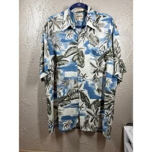 Campia Moda Mens Short Sleeve Hawaiian‎ Tropical Print Button Shirt Size Large